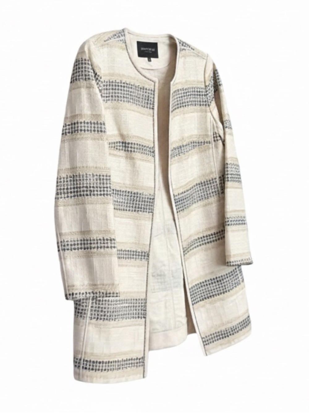 Lafayette 148 New York Women’s Woven Striped Long Jacket/Coat | Size 6 - Picture 3 of 12